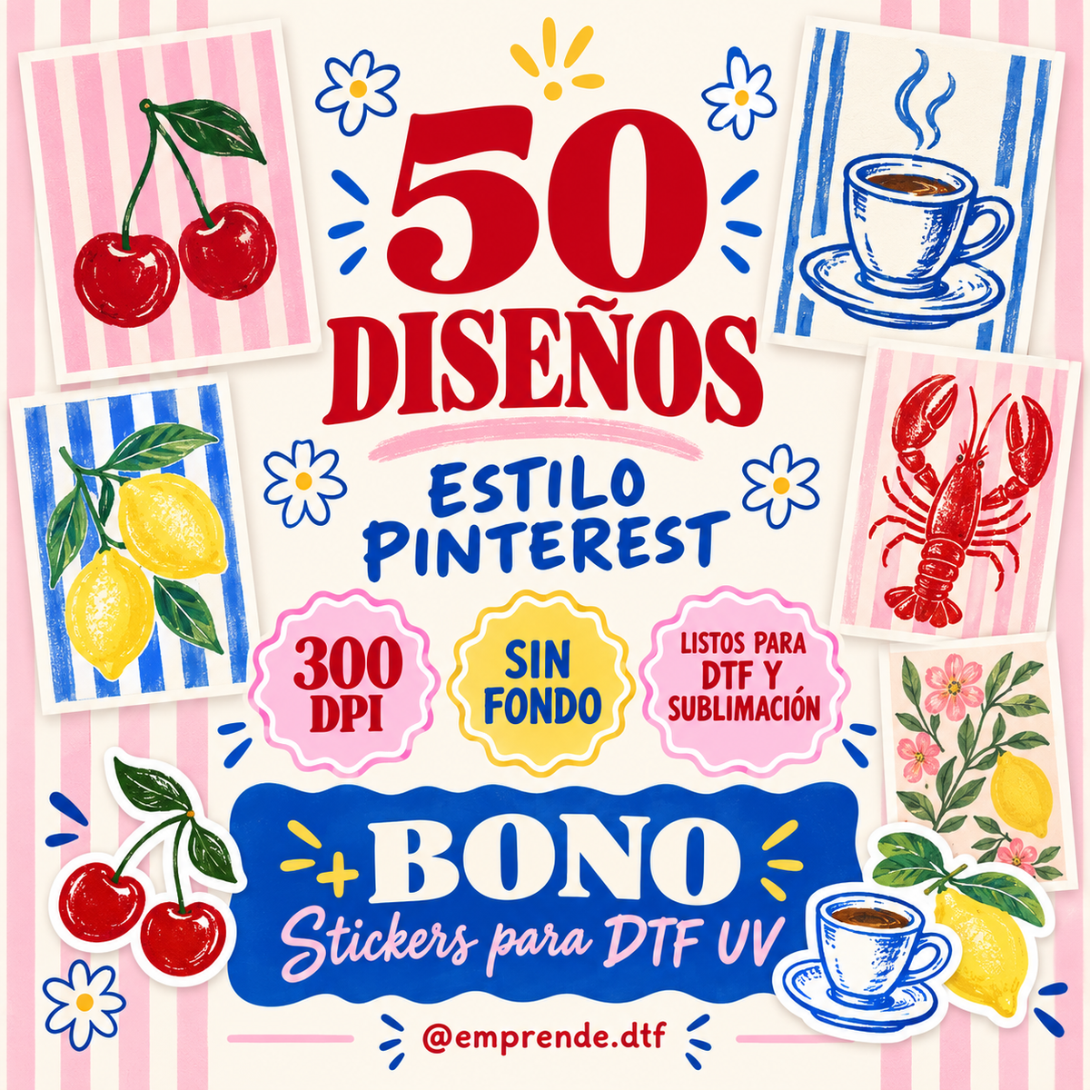 Pack 50 Diseños Estilo Pinterest + BONOS Sticker DTF UV